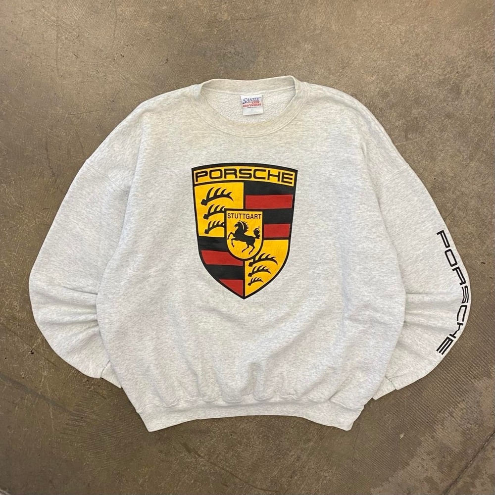 Vintage Porsche Stuttgart 90s Santee Car Emblem Sweatshirt Crewneck Size XL